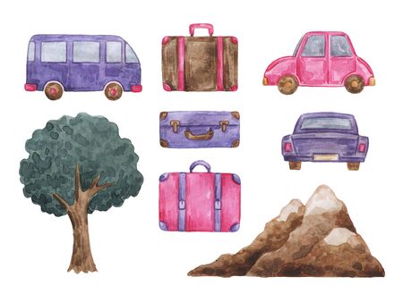Watercolor illustration of carsの写真素材