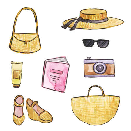 watercolor travel setの写真素材