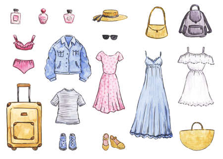 watercolor travel setの写真素材