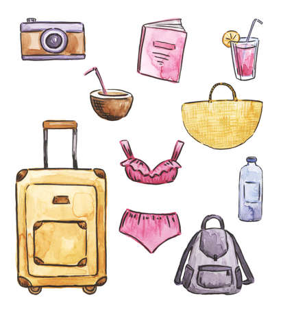 watercolor travel setの写真素材