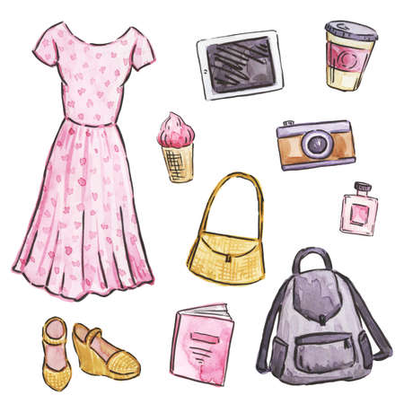 watercolor travel setの写真素材