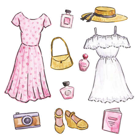 watercolor travel setの写真素材