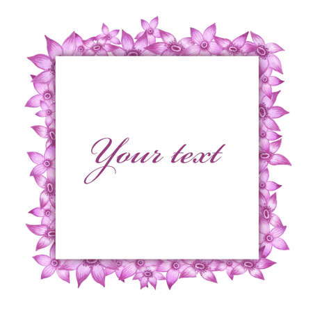 Watercolor frame. Flowers and leaves. Perfect for pictures,  clock and printing tableware, lettering, wedding, invitations, cards, discs, quotes.の写真素材