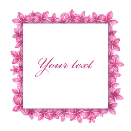 Watercolor frame. Flowers and leaves. Perfect for pictures,  clock and printing tableware, lettering, wedding, invitations, cards, discs, quotes.の写真素材