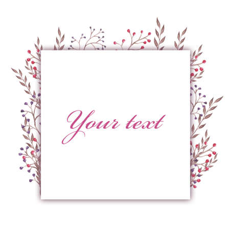 Watercolor frame. Flowers and leaves. Perfect for pictures,  clock and printing tableware, lettering, wedding, invitations, cards, discs, quotes.の写真素材