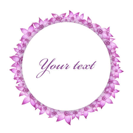 Watercolor frame. Flowers and leaves. Perfect for pictures,  clock and printing tableware, lettering, wedding, invitations, cards, discs, quotes.の写真素材
