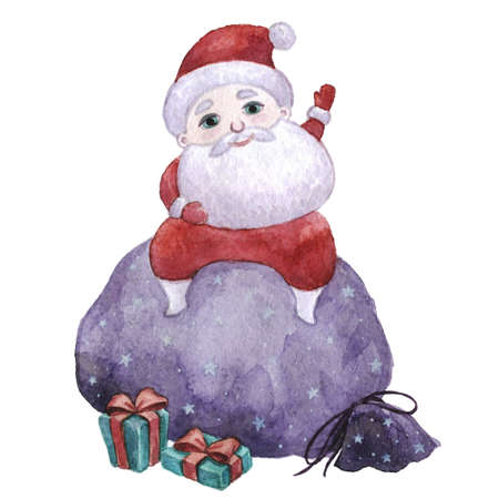 Santa Clays. Watercolor handwork painting.の写真素材