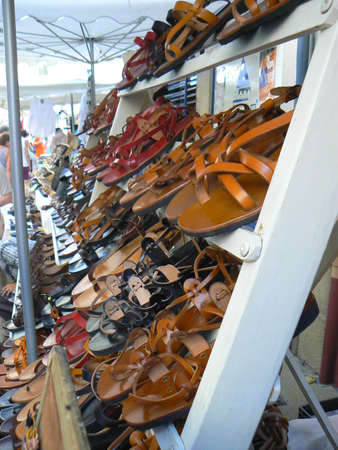 Handmade leather sandals for saleの写真素材