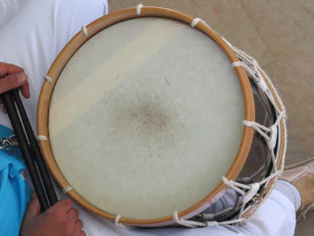 Close-up of a drum during a parade