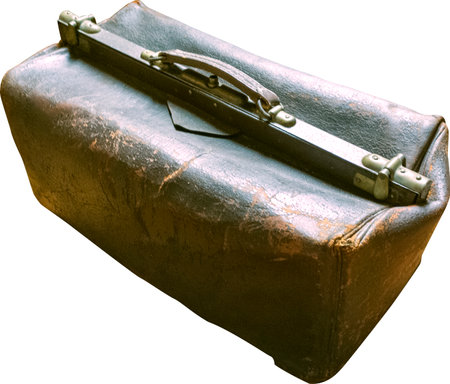 Antique doctor's bag in used leatherの写真素材