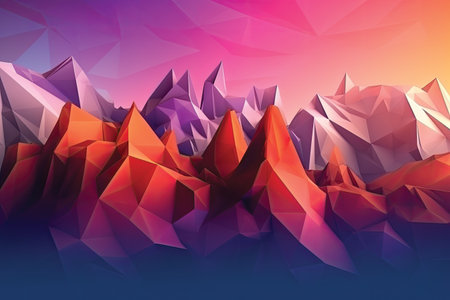 Low polygonal mountain background. 3d illustration. Triangular style.の素材