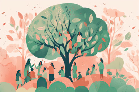 People walking in the park. People walking in the park. Vector illustration.の素材