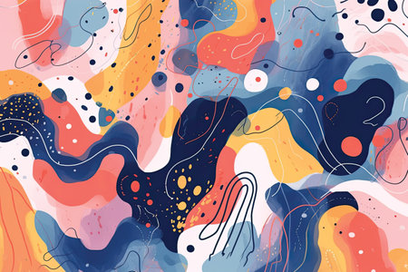 Abstract background with colorful spots. Hand drawn vector illustration in modern style.の素材