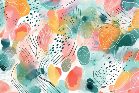 Seamless pattern with abstract watercolor spots. Hand-drawn illustration.の素材