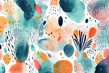 Seamless pattern with watercolor abstract elements. Hand-drawn illustration.の素材