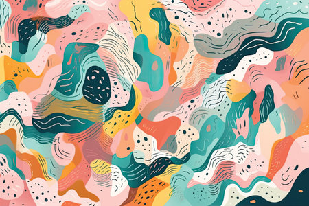 Seamless pattern with abstract wavy shapes. Vector illustration.の素材