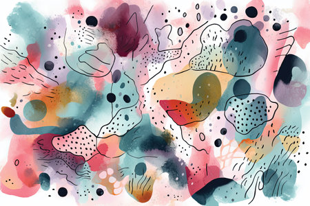 Abstract watercolor background with spots and splashes. Hand-drawn illustration.の素材