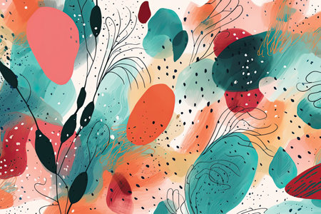 Seamless pattern with watercolor abstract elements. Vector illustration.の素材