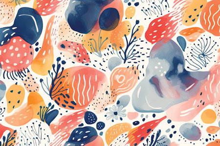 Seamless pattern with hand drawn abstract shapes. Vector illustration.の素材