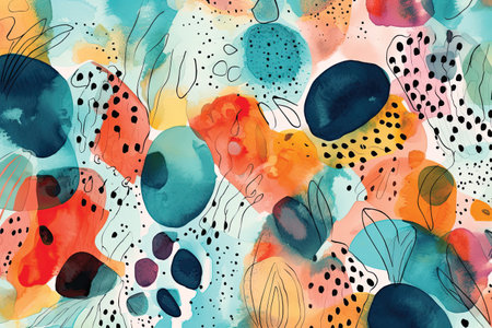 Abstract watercolor seamless pattern with hand drawn spots and splashes.の素材
