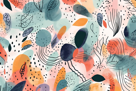 Seamless pattern with hand drawn abstract shapes. Vector illustration.の素材