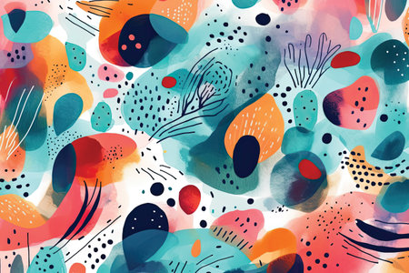 Seamless pattern with abstract doodle elements. Vector illustrationの素材