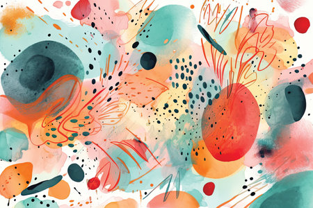 Seamless pattern with abstract watercolor spots. Hand-drawn illustration.の素材