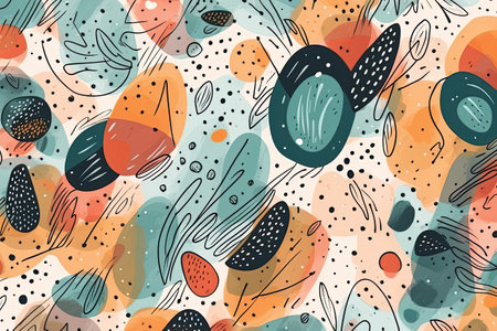 Seamless pattern with hand drawn abstract shapes. Vector illustration.の素材