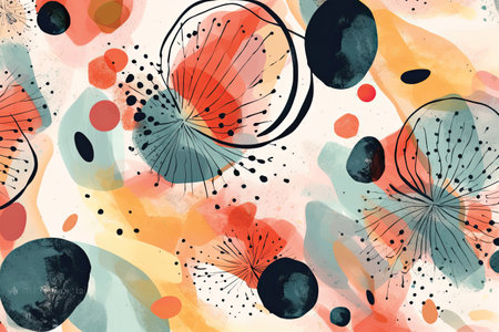 Abstract watercolor background with spots, splashes and dots. Vector illustration.の素材