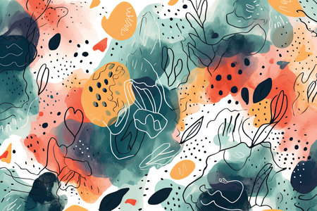 Abstract seamless pattern with watercolor spots and blots. Hand drawn vector illustration.の素材