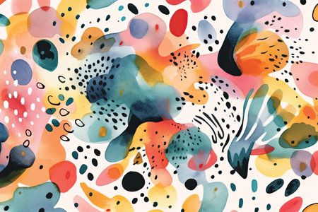 Abstract watercolor seamless pattern. Hand drawn background with spots and splashes.の素材