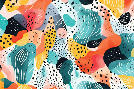 Seamless pattern with abstract hand drawn textures. Vector illustration.の素材