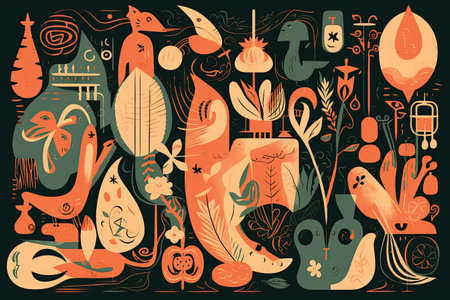 Vector illustration of a set of decorative elements on the theme of fantasyの素材
