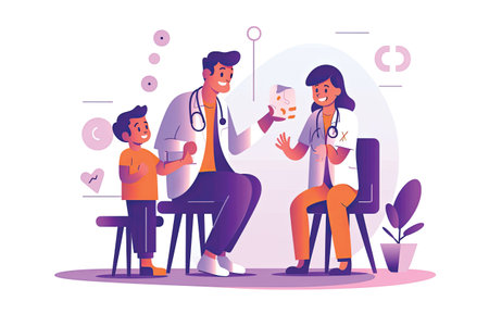 Doctor and patient. Medicine and healthcare concept. Vector illustration in flat styleの素材