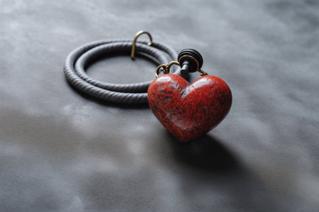 Valentine's day background with heart and rope on black backgroundの素材