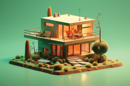 3d render of a house in the style of the 80sの素材