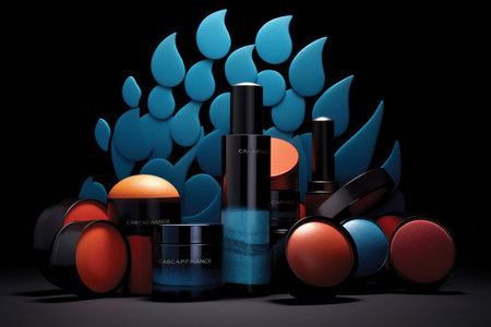 Cosmetic branding, packaging and make-up concept - Skin care products set on black background, 3D renderingの素材