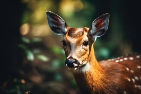 Close up of a deer in the forest at Khao Yai National Park, Thailandの素材