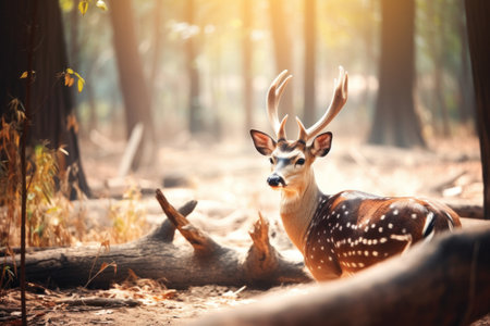 Deer in the forest at sunset. Wildlife scene from nature.の素材