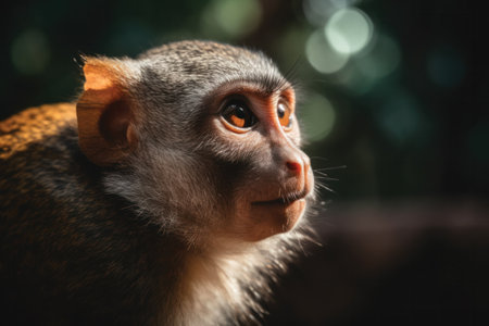 Portrait of a monkey in the jungle, close-up.の素材