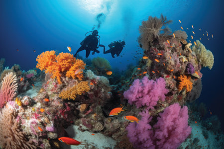 Diving on a colorful tropical coral reef in the Red Sea.の素材