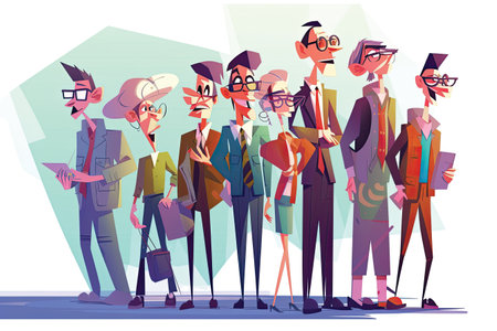 Vector illustration of a group of business people. Businessman and businesswoman.の素材