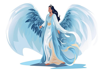 Angel with wings. Vector illustration of a beautiful angel with wings.の素材