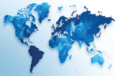 Blue abstract world map with white background. Vector illustration. Eps 10.の素材