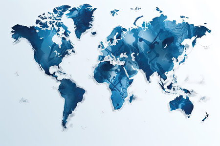 Map of the world on a white background with blue tinted effectの素材