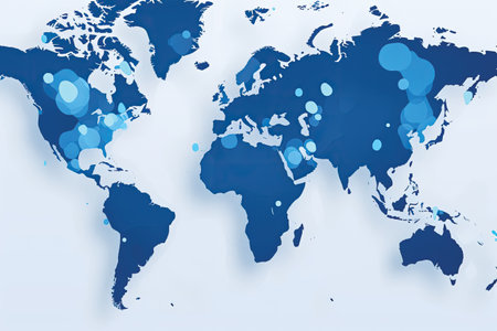 World map with blue dots. Vector Illustration. Eps 10.の素材