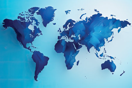 Blue world map on blue background. Vector illustration. Eps 10.の素材