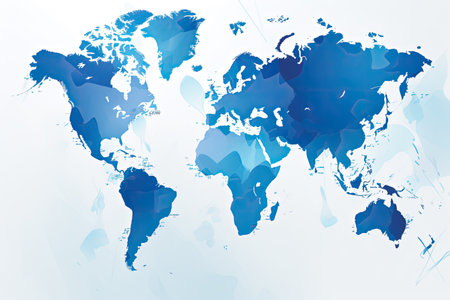 World map with blue abstract background. Vector illustration. Eps 10.の素材