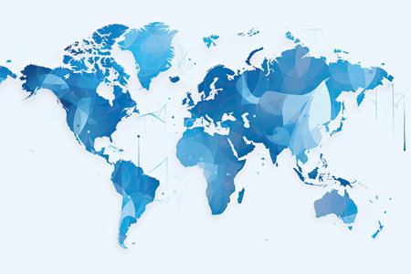 World Map with Wind Turbines and Wind Turbines.の素材