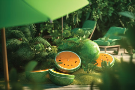 Fruit in the garden. 3d rendering, 3d illustration.の素材